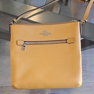 Coach Yellow Crossbody Bag with Zipper and Adjustable Strap